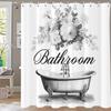 1 Stück Wasserdichter Polyester-Duschvorhang mit 12 Haken, Badevorhangstoff mit Aquarell-Fledermaus-Druck für das Badezimmer