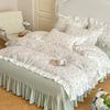 Princess Style Lace Bed Skirt Four Piece Set Small Floral Print Soft Bedding Set Cotton Fabric Skin Friendly Nude Sleeping Sheet