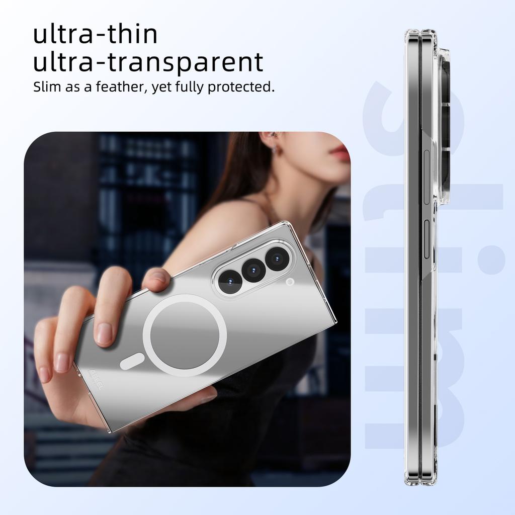 ABEEL For Samsung Galaxy Z Fold5 5G Magnetic Case Clear PC Anti Scratch Phone Cover