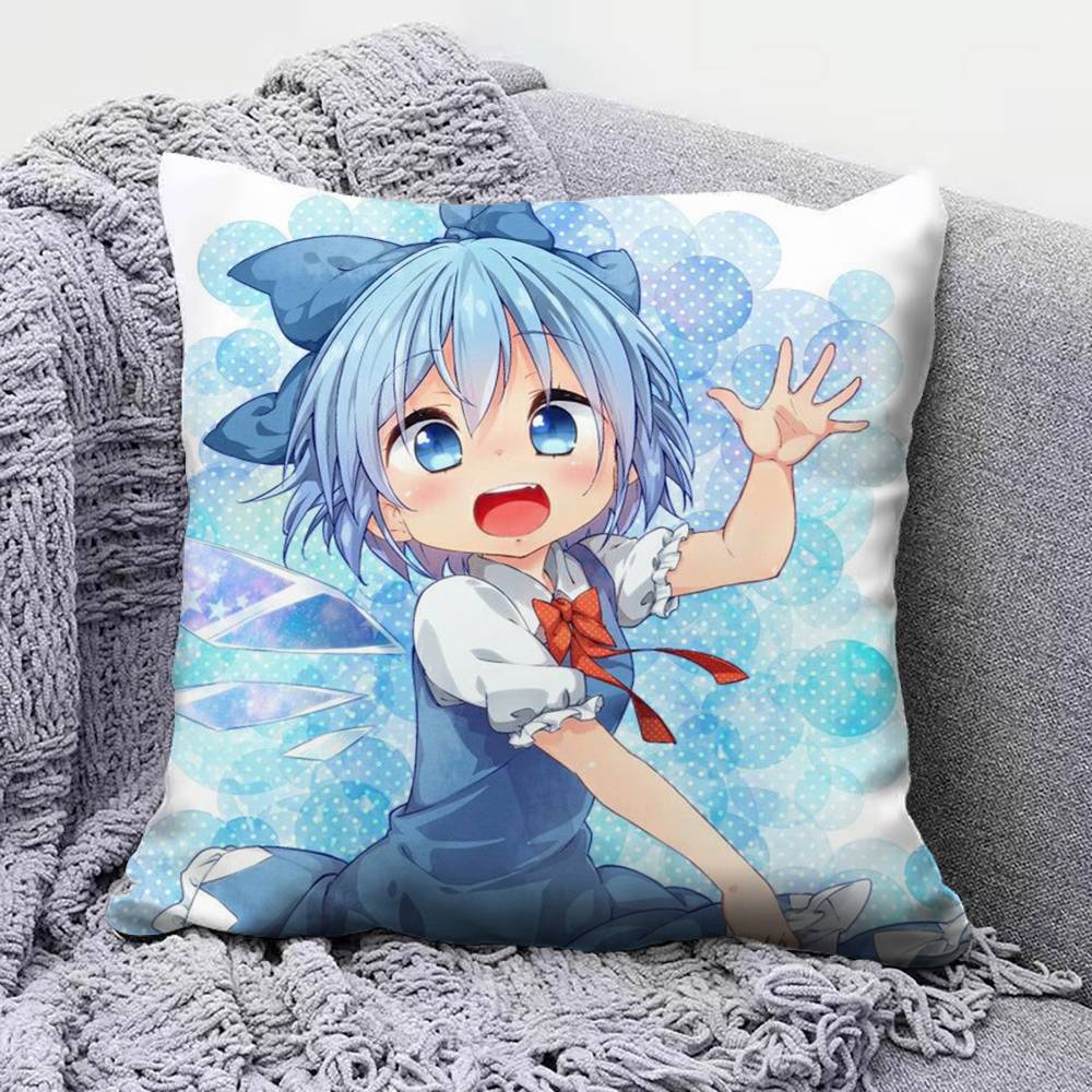 TOUHOU Project Cirno Cute Anime Girl Pillow Covers Home Sofa Cushion Covers and Aecorative Custom