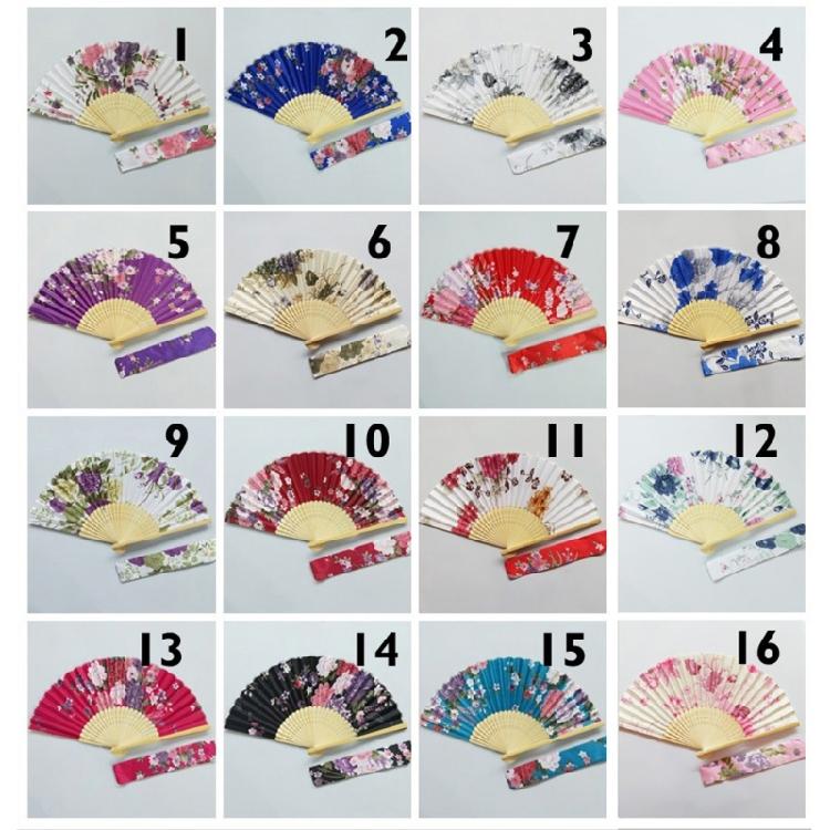 Folding Hand Fan for Women Chinese Japanese Floral Bamboo Hand Fans with Bag Set