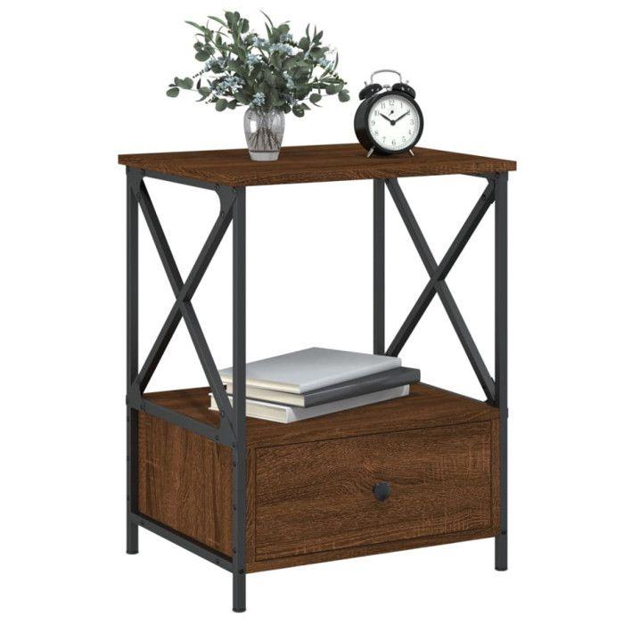 VidaXL Bedside Table Brown Oak 50x41x65 Cm Engineered Wood 826091
