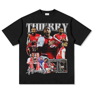 Thierry Henry Football T Shirt Unisex Oversized Pure Cotton Short Sleeve Legend Style Forward Luxury Casual Daily Top