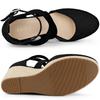 Allegra K Women's Espadrilles, Platform, Closed-Toe, Wedge Heel Sandals, Black, Size 24.5cm