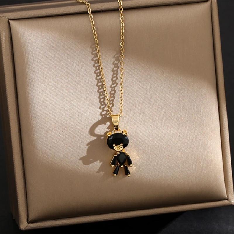 1 Pcs Luxury Cool Wind Animal Shape Gold Plated Copper Pendant With Stainless Steel Chain Combination Necklace