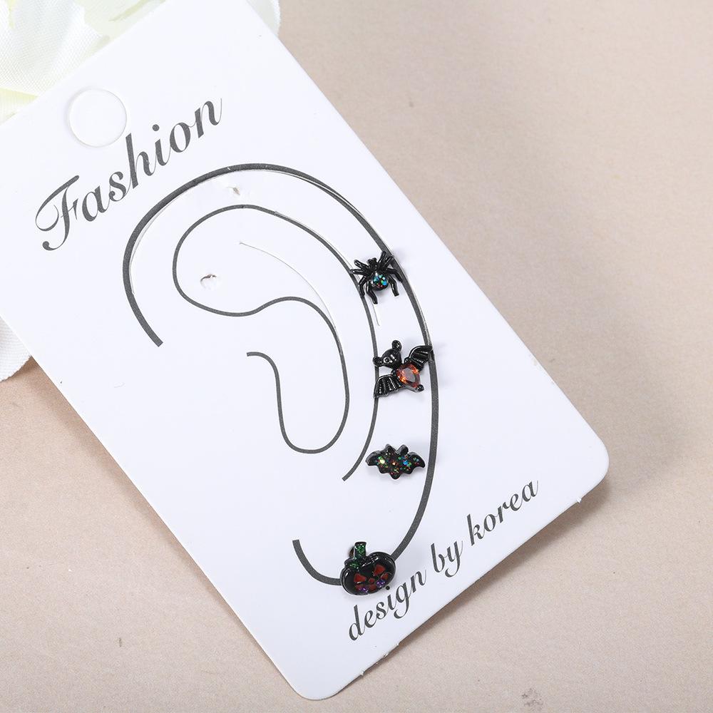 Halloween Ear Bone Studs, Stainless Steel Bat and Spider Piercing Accessories, Body Ornaments