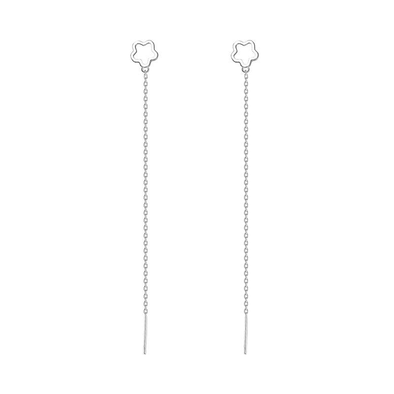 Skinny Temperament Long Fringed Earrings Spring And Autumn Small Fresh Lady Literary And Artistic Fan Hollow Flower Earrings