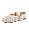 Retro Hollow Woven Mary Jane Shoes Women's 2025 Spring New Versatile One-word Buckle Single Shoes Flat Hole Single Shoes