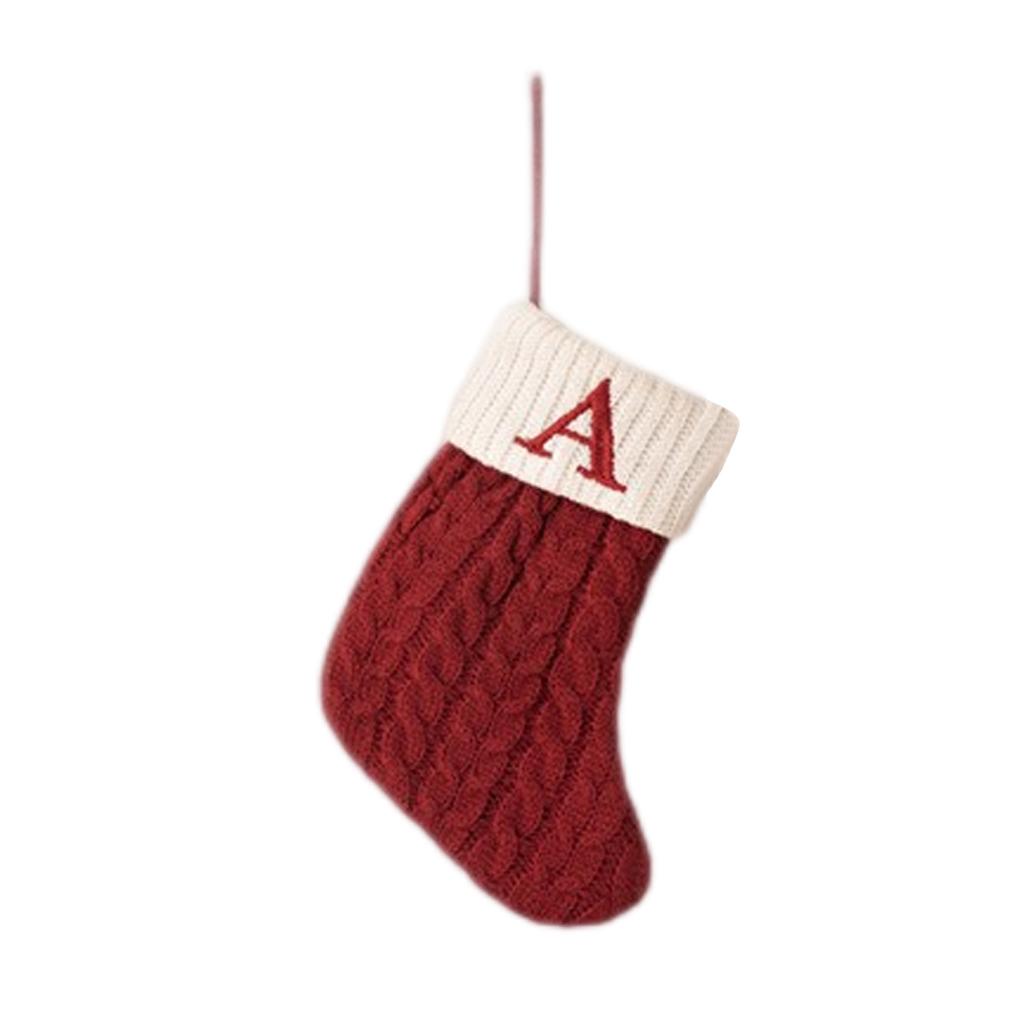 Letter Christmas Stocking Creative Christmas Tree Ornament Christmas Knitted Socks Decoration Props Christmas Decorations