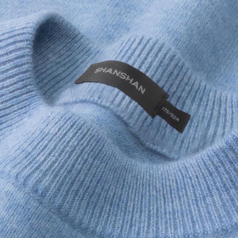 SHANSHAN Men's 90% Merino Wool 10% Cashmere Round Neck Sweater