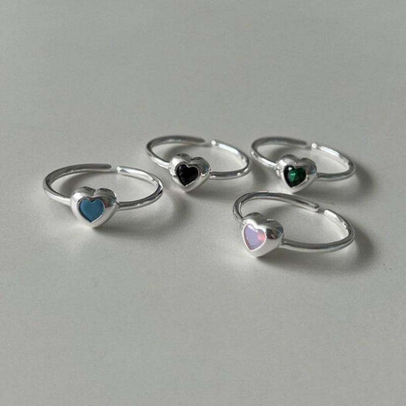 Mosxe [925silver] Colorful Heart Ring (4color)