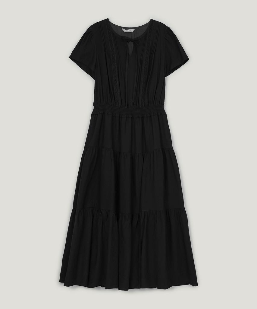 Teuwi Eppen Chiffon Elastic Waist Short Sleeve Long Dress