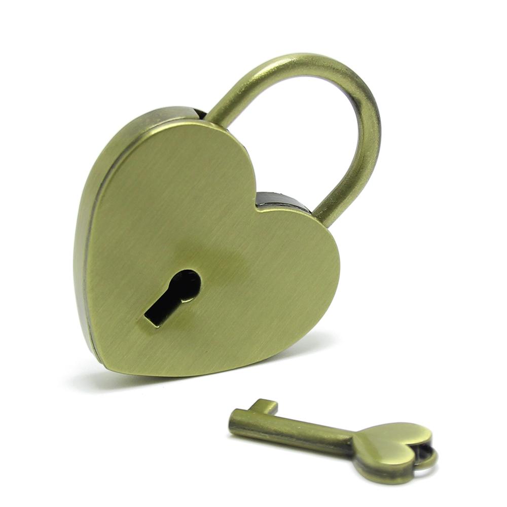 Heart Lock Vintage Metal Padlock Luggage Bag Suitcase Box Lock With Key Wedding Lover Diary Book Handbag Lock Promotion Gifts
