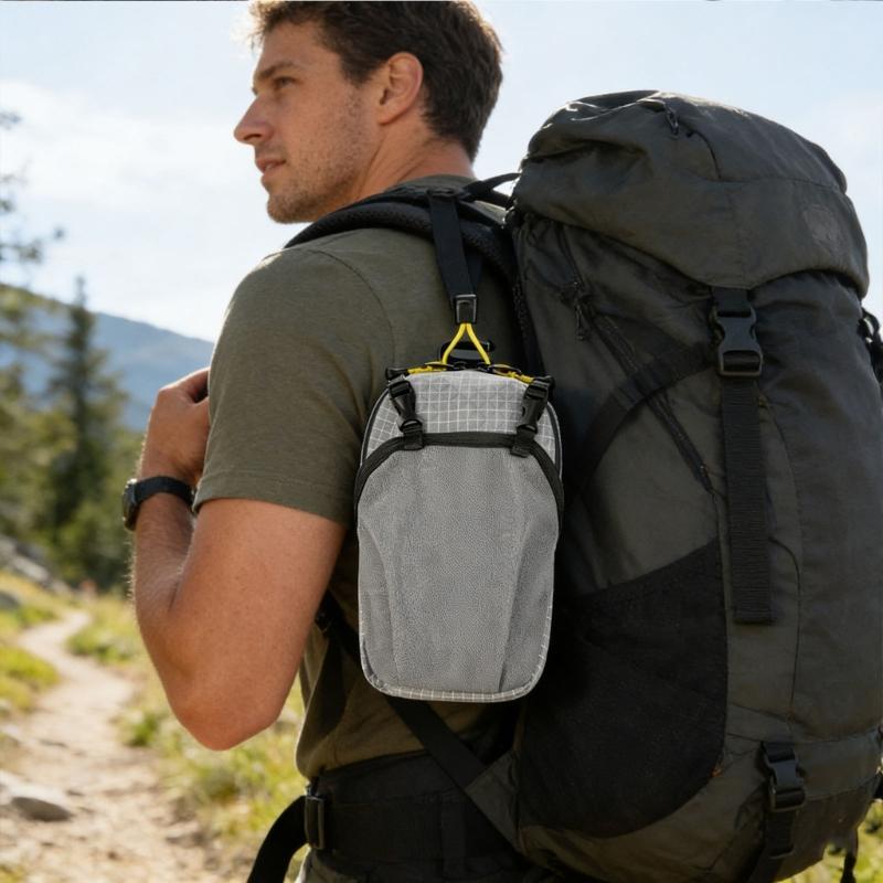 Outdoor Shoulder Strap Mesh Water Bottle Pouches With Double Storage Compartments For Hiking Cycling Small Items Carry
