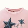 Girls' Sets Autumn and Winter Children's Pink Pullover, Five-pointed Star Printed Top, Black Slightly Flared Trousers Set