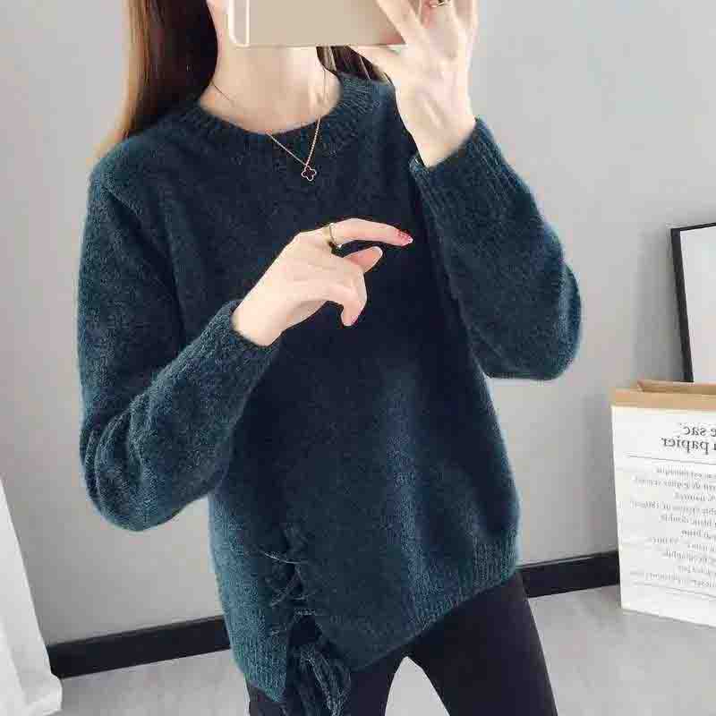 Maglione Cappotto autunnale da donna Stile coreano Abbigliamento esterno ampio Camicia con fondo in maglia di velluto di visone imitazione