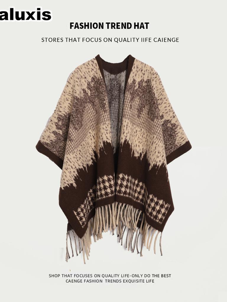 Card Salt Lake Tourism Oversized Fringe Shawl Women's Ethnic Style Thick Blanket