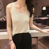 Black Undershirt Tank Thin Knit Vest Bright Silk Women Sexy Sleeveless Top Loose Causal Office Lady Korean Fashion Summer