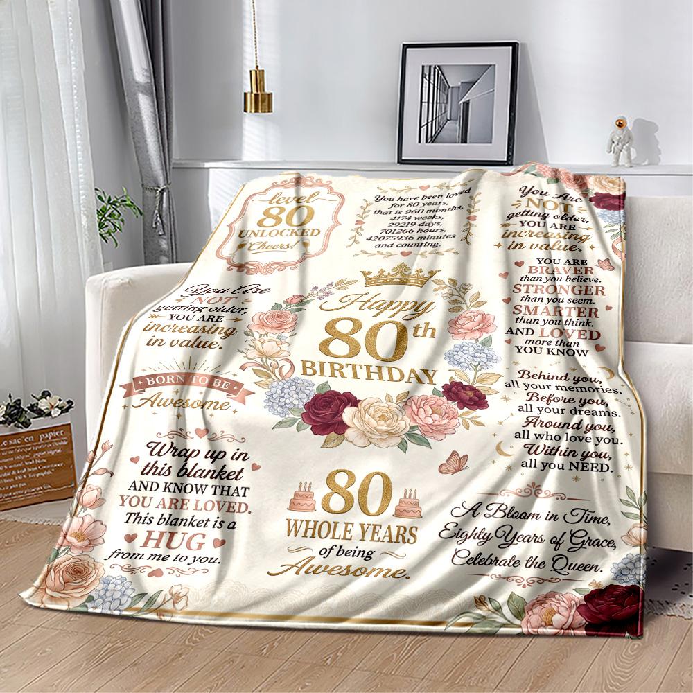 Celebrating 80 Years Of Excellence Flannel Blanket-Soft and Suitable for Sofas,Beds,Offices,Travel,All Seasons,Great Gift for Holidays and Birthdays.
