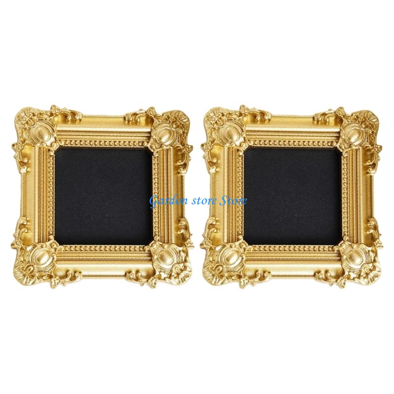 B0KB Antique Gold Small Hanging Picture Frame Resin Craft Photo Frame For Wall Display Old Fashioned Photo Gallery Art Decors