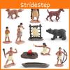 Detailed Plastic Indian Model Collection Of 12 Figures Including Chief And Warrior
