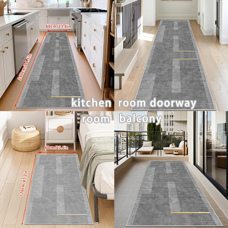 VIKAMA Modern Geometric Lines Corridor Carpet Non-Slip Easy Clean Mat Bedroom Living Room Kitchen Carpet Home Decoration