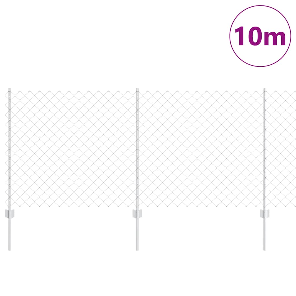 Chain Link Fence with Posts 10 x 1 m (W x H) Hot Dip Galvanized Steel