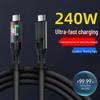 240W Type-C Super Flash Charging Cable with Flowing Light, Compatible with Apple 15/17 & Huawei Honor 6A