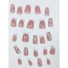 24Pcs Minimalist Style French Short Coffin Shaped Heart Glitter White Rim False Nail Tips, Press On Nails Nail Supplies