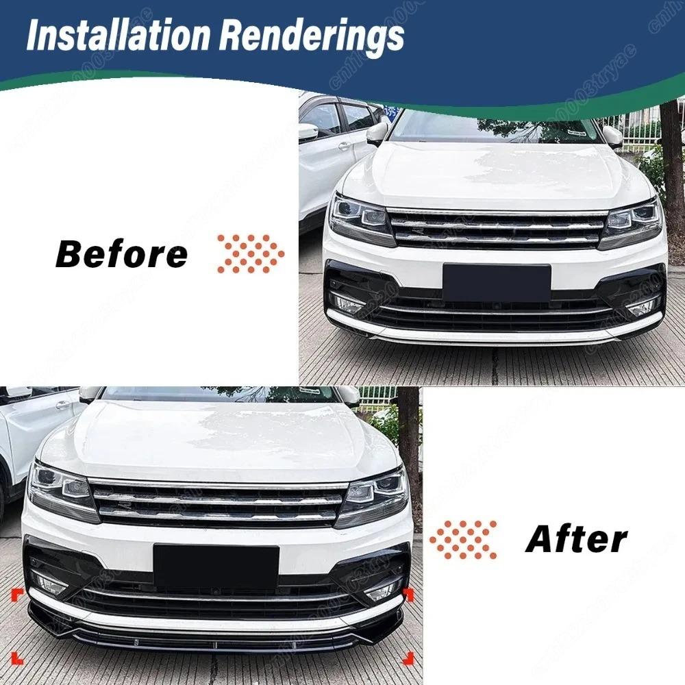 For Volkswagen Tiguan MK2 Rline 2017 2018 2019 2020 Automobile Front Bumper Splitter Lip Spoiler Decoration Modification Kit