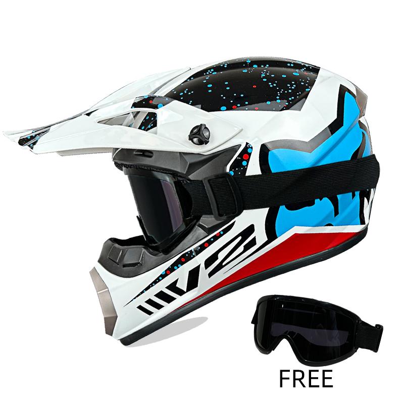 Professional Off-Road Helmet Dot Certified - Motorcycle Motocross Helmet with Goggles, Removable Liner & Lightweight Quick-Relea