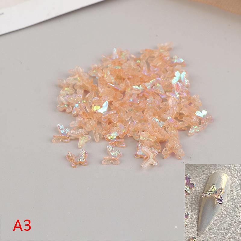 20 szt. Aurora Brokatowe Kolorowe Motyle Ozdoby do Paznokci DIY Żywica Naklejki Manicure