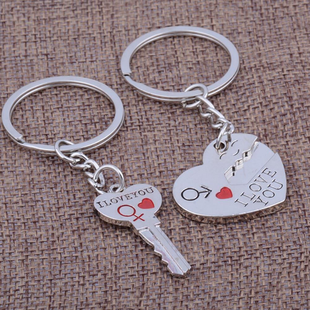 Love Heart Key Chains Lock Rings Bag Jewelry Wedding Trinket Valentine Day Gift