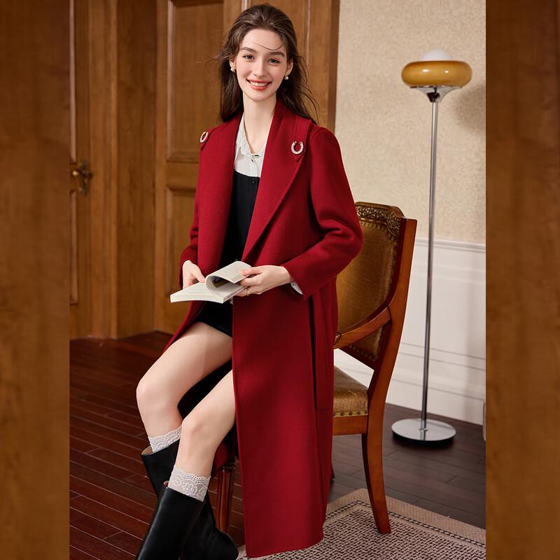 Bailuyu Women's 100% Wool Double-Faced Belted Commuter Coat