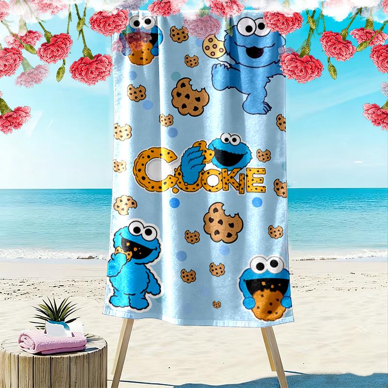 Cookie Monster Print Beach Towel, Large Soft Quick Dry Towel for Beach Camping Swimming
