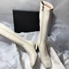 Square Head Hollow Thick Heel Elegant Versatile Side Zipper High Heel Niche Foreign Temperament But Knee Women's Boots