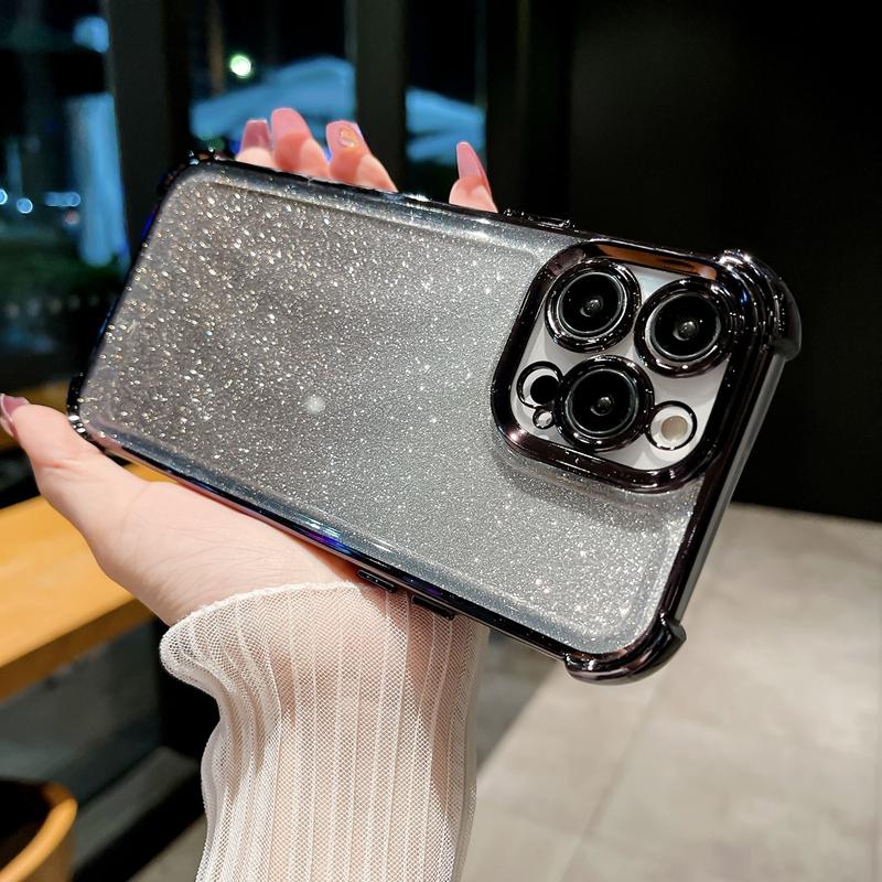 Luxury Electroplated Gradient Glitter Phone Case For iPhone 16 Pro Max 15 14 13 12 11 Plus X XR XS Soft Shockproof Bumper Cover