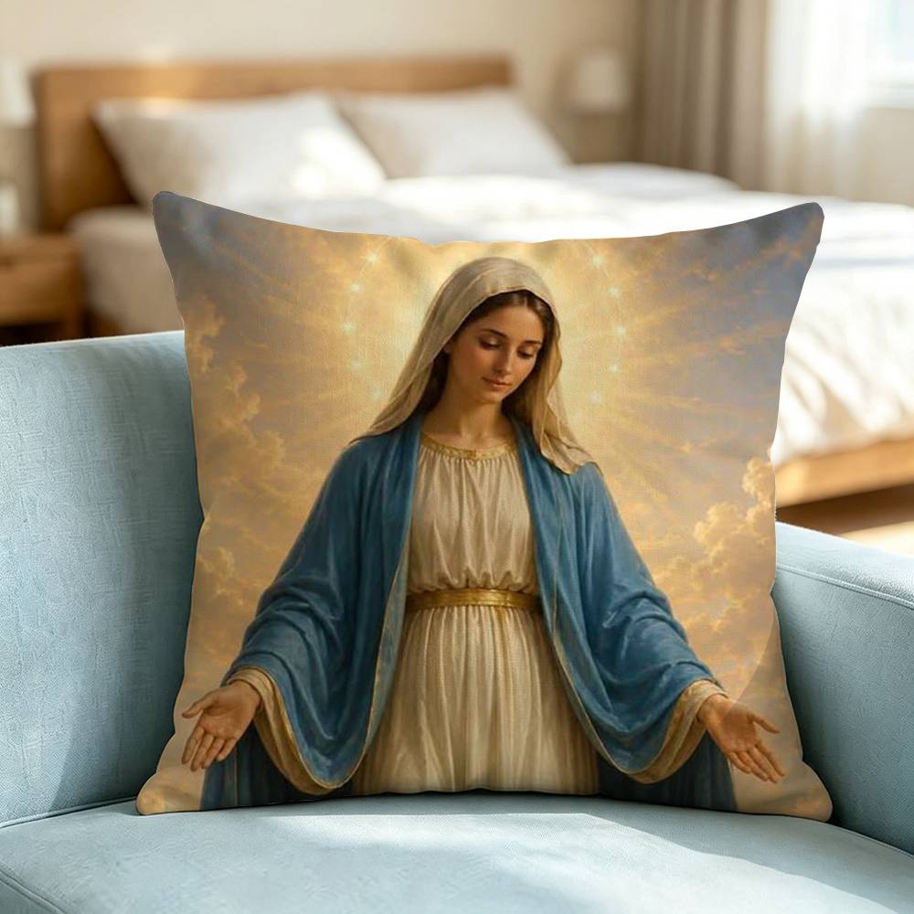 Blessed Virgin-N M-Mary Square Double-Sided printed Pillow Case Bedroom Bedside Pillow Sofa Cushion Cover Gift