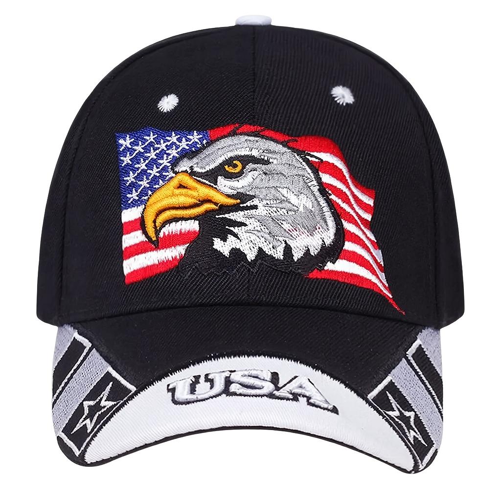 1 Stück Patriotischer Adler & Amerikanische Flagge Bestickte Baseballkappe Stickerei Lässig Atmungsaktiver Sport Hut Outdoor Papa Hüte