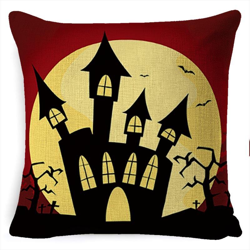 Halloween Pillow Pumpkin Little Witch Horror Cushion Linen Cushion Cover Holiday Party Pillow Cover Bed Backrest