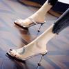 Rhinestone high-heeled sandals women's stiletto open toe 2025 summer new versatile word with half slippers outside wear Internet celebrity tide