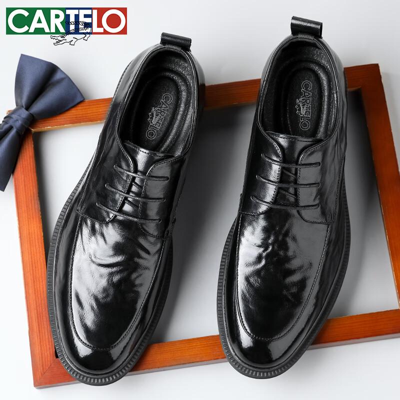 CARTELO Men s British Style Hand-Grained Leather Derby Shoes 41 чёрный