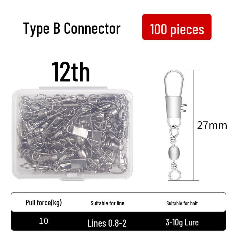 Type B Snap Swivel Barrel-Shaped Figure-8 Ring Connector for Sea Rod Fishing