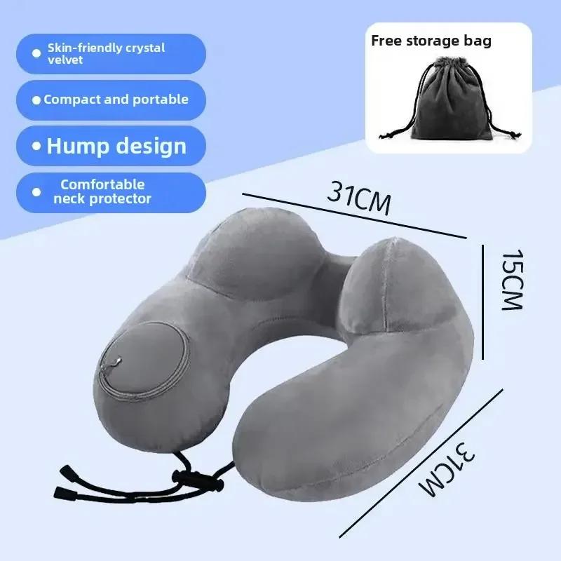 U-shaped Inflatable Travel Pillows Portable Air Pillow Neck Support Cushion Comfortable Sleeping Pillow Press To Inflate Pillow