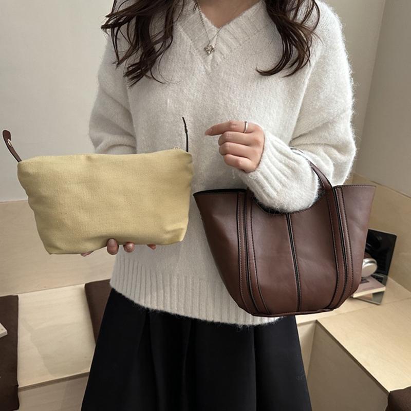 Women's New High-capacity Crossbody Bucket Bag Versatile and Simple Single Shoulder Basket Small Purse and Handbag KTB