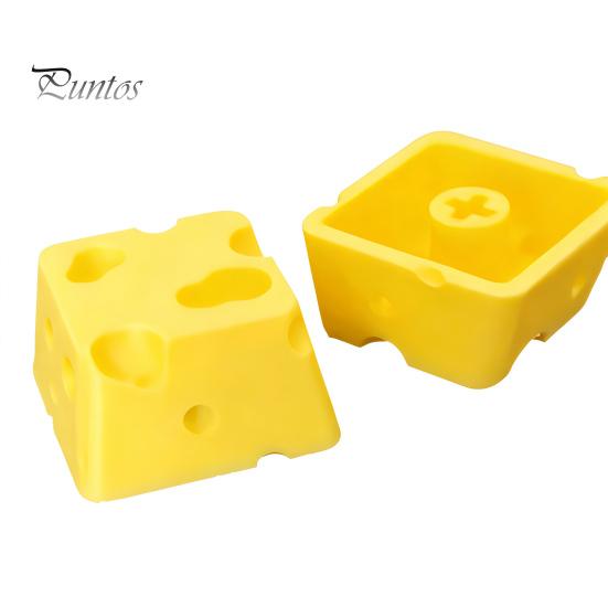 Cute Mechanical Keyboard Keycap 4PCS Cheese Keycaps, 3D Printed Macaron Color Key Caps, Creative Desktop Decoration for Gamers Cross Axis Switches
