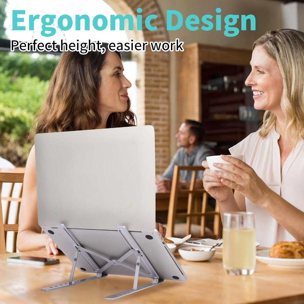 Aluminum Desktop Laptop Stand, Foldable Adjustable Riser Holder, Portable, Compatible With 10‑15.6 Inch Laptops