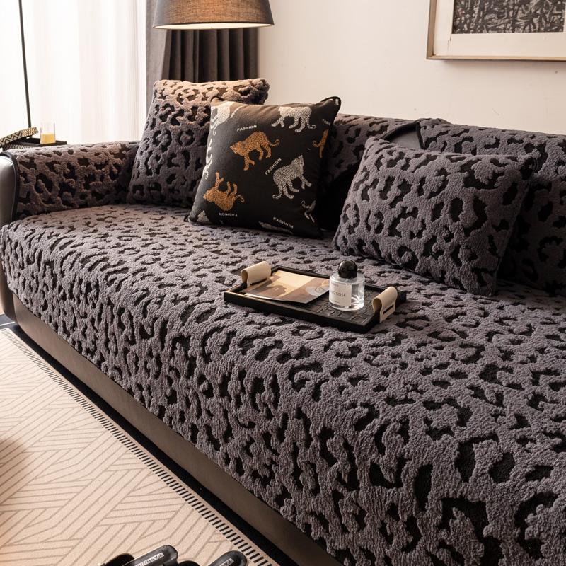 Luxuriöses Kissen mit Leopardenmuster Herbst Winter Verdickt Rutschfest Geradliniges Kissen für Winter Sofabezug Stoff