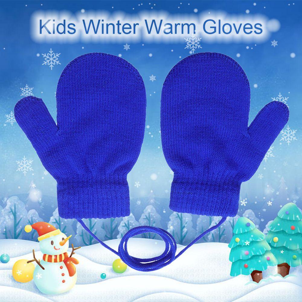 Winter Baby Boys Girls Anti-lost Thick Warm Kids Gloves Sports Gloves Knitted Mittens