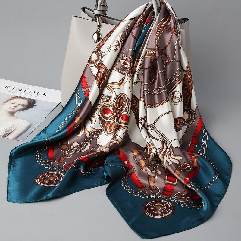90 Square Scarves, Silk Scarves, Women's New Spring and Summer High-end Sense Versatile, Thin Scarves, Shawls Outside